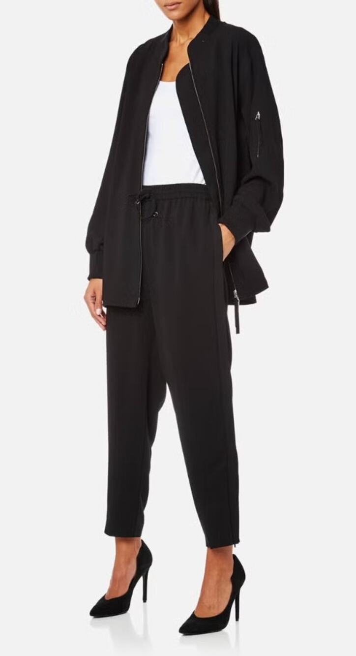 T by Alexander Wang Black Oversized Crepe Welded Bomber Jacket Small